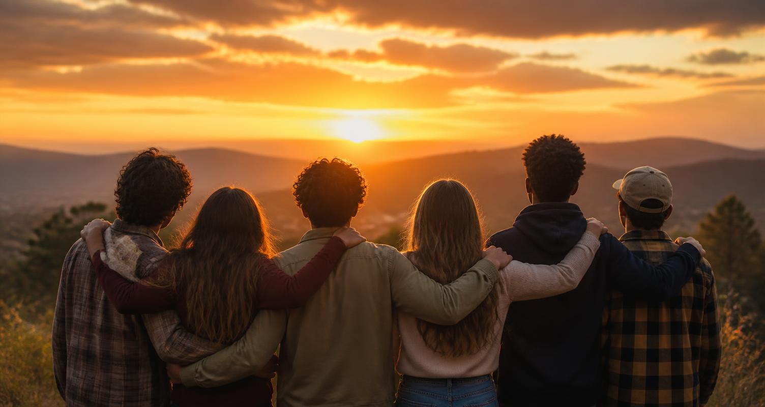 Comunidad Lernis mirando el atardecer