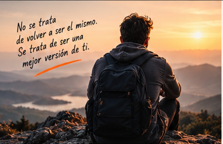 Persona contemplando el atardecer: no se trata de volver a ser el mismo, se trata de ser una mejor versión de ti